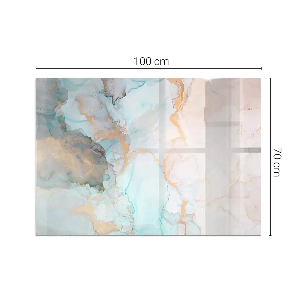 Placă de sticlă dreptunghiulară pentru șemineu cu model abstract fluid