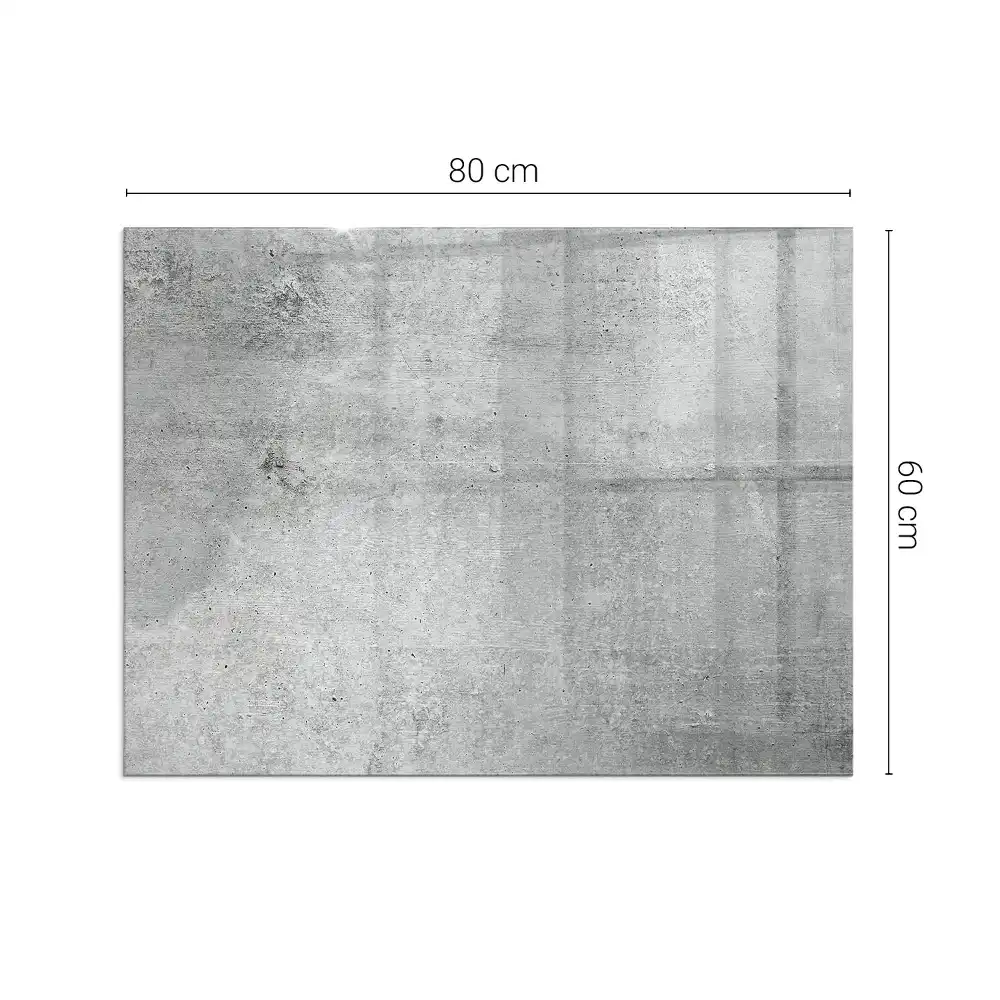Placă dreptunghiulară din sticlă securizată pentru protecție sub sobă cu textură de beton brut