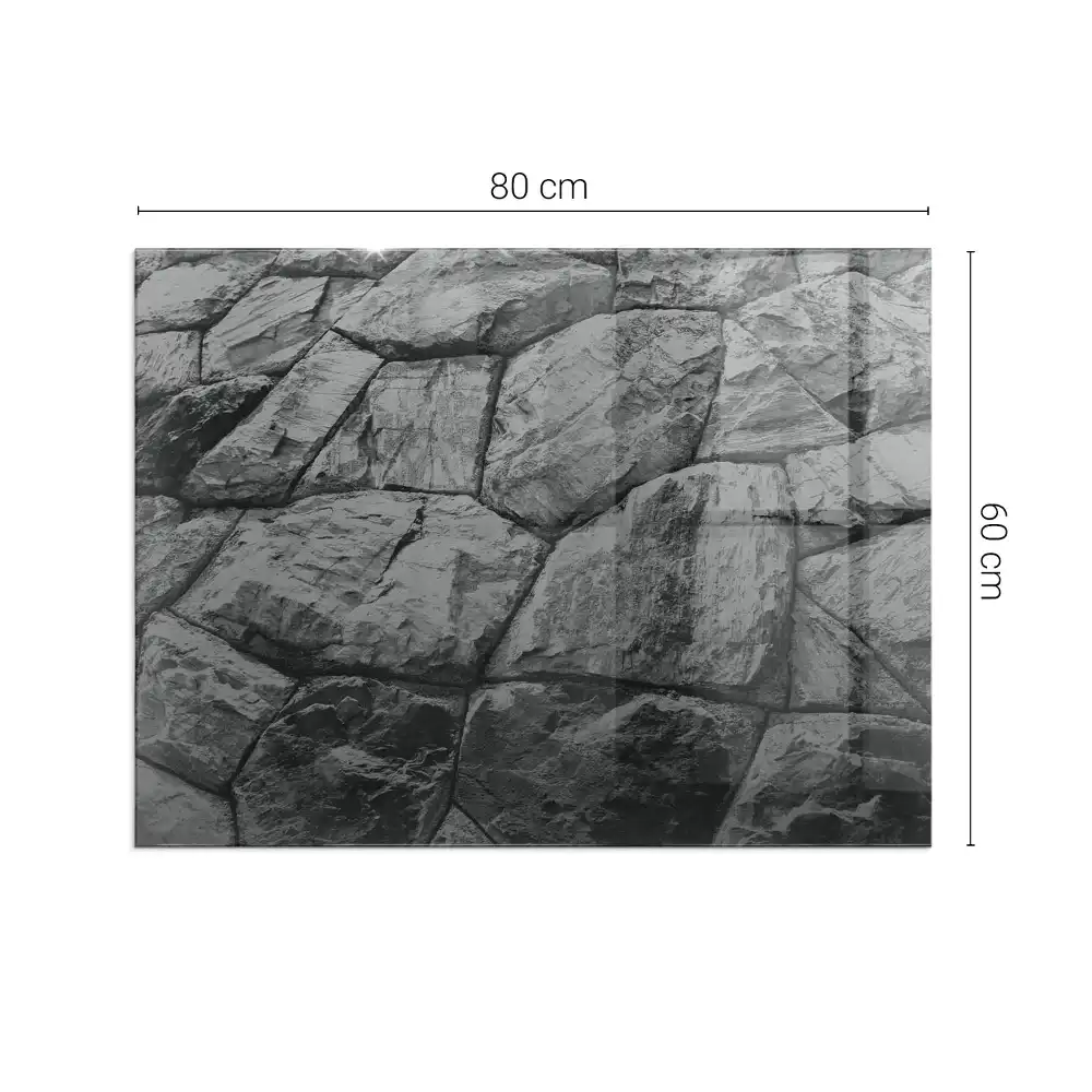 Placă dreptunghiulară din sticlă securizată pentru protecție sub sobă cu model de piatră naturală