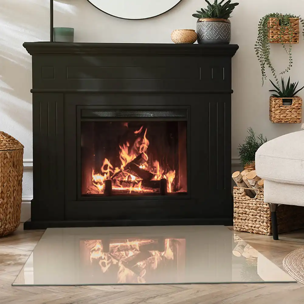 Protecție dreptunghiulară pentru sobă, culoare bej