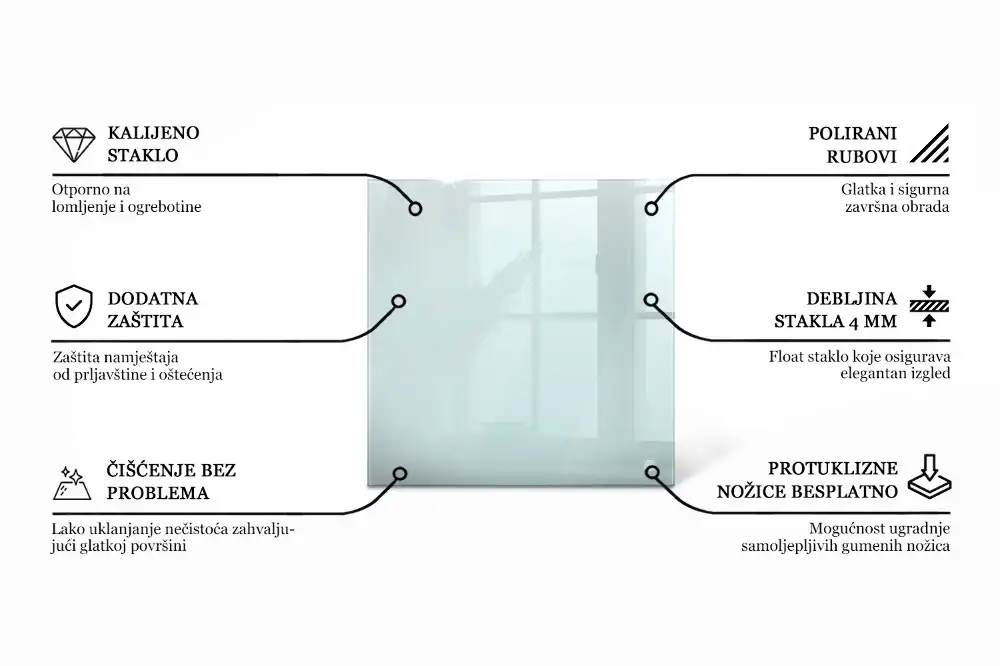 Blat de masă pătrat transparent
