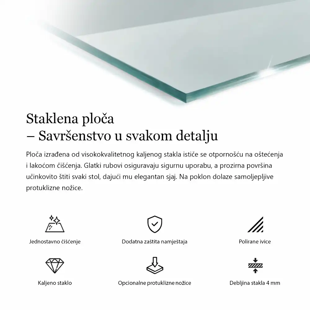Blat de masă pătrat transparent