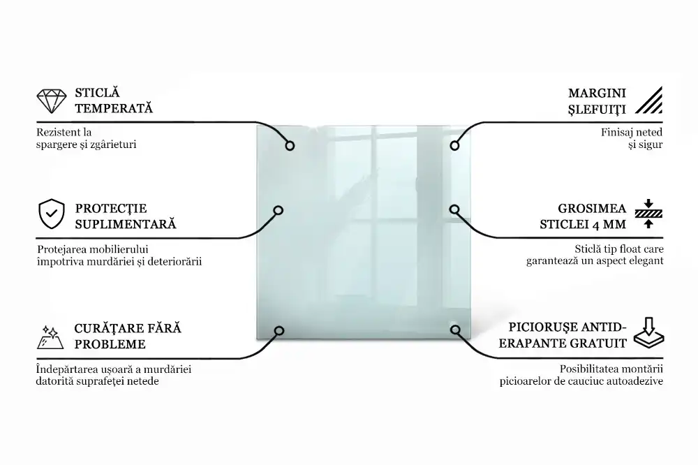 Blat de masă pătrat transparent