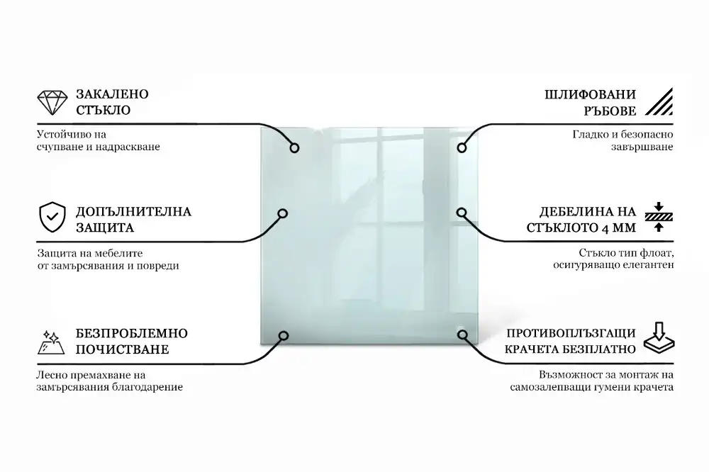 Blat de masă pătrat transparent