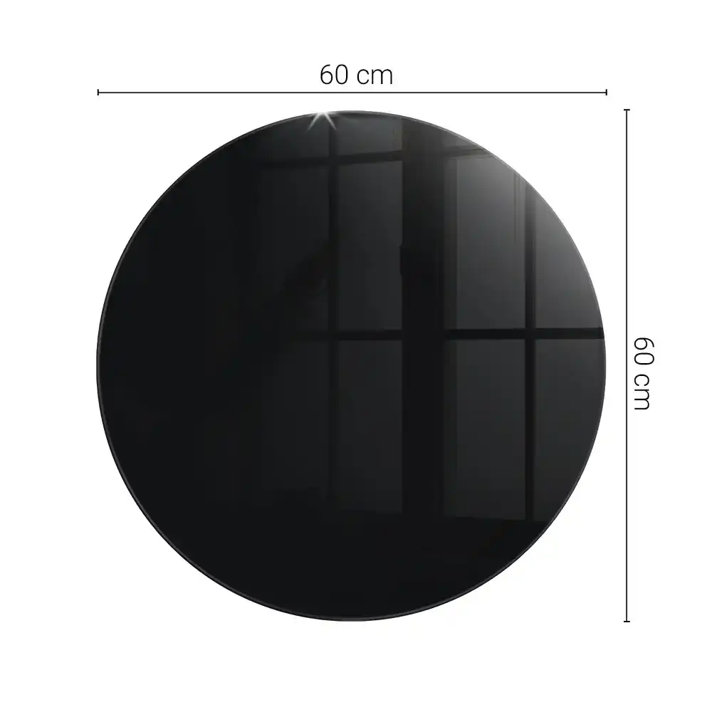Blat de sticlă rotund negru cu finisaj neted