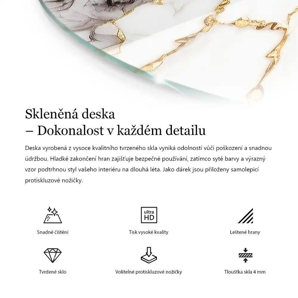 Blat din sticlă securizată cu model de marmură