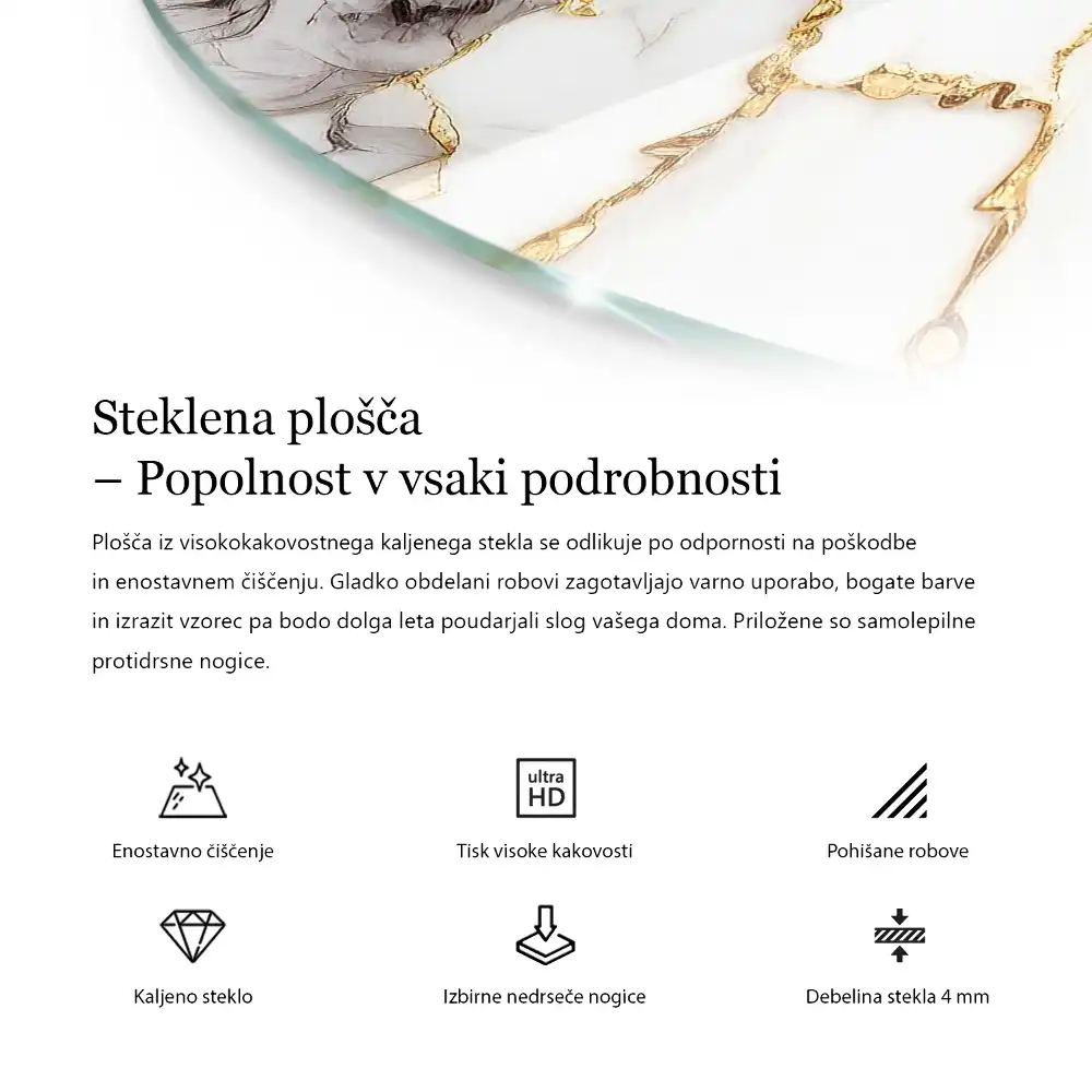 Blat de masă rotund cu ornamente în stil mozaic