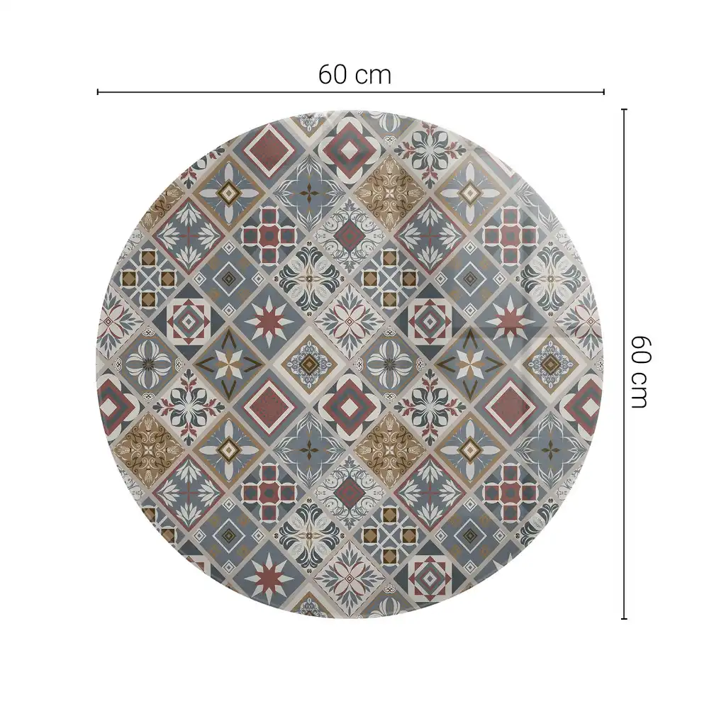 Blat de masă rotund cu ornamente în stil mozaic