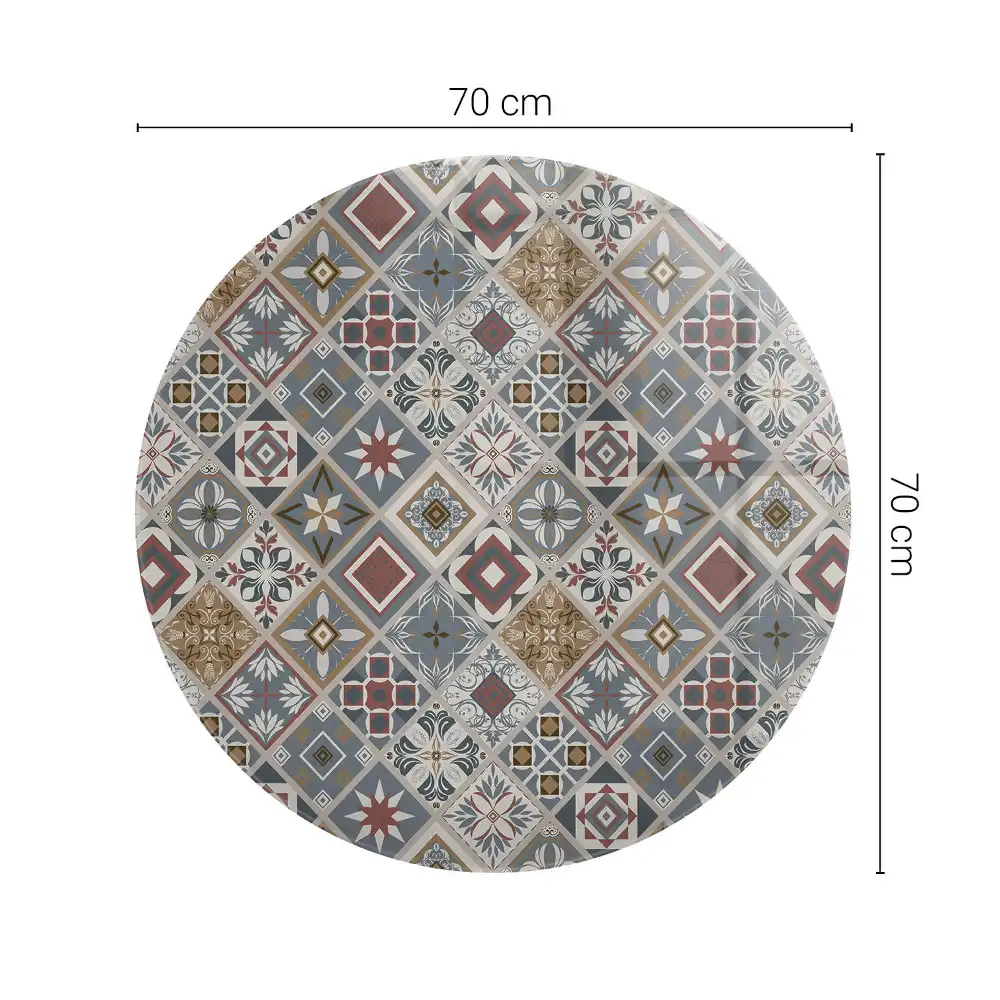Blat de masă rotund cu ornamente în stil mozaic