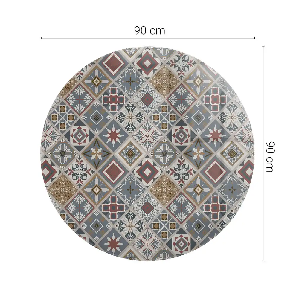 Blat de masă rotund cu ornamente în stil mozaic