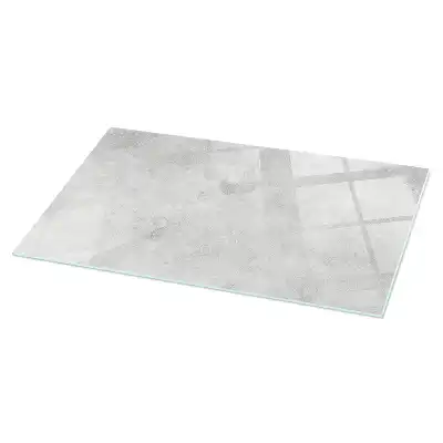 Blat de masă din sticlă cu aspect de beton și fisuri