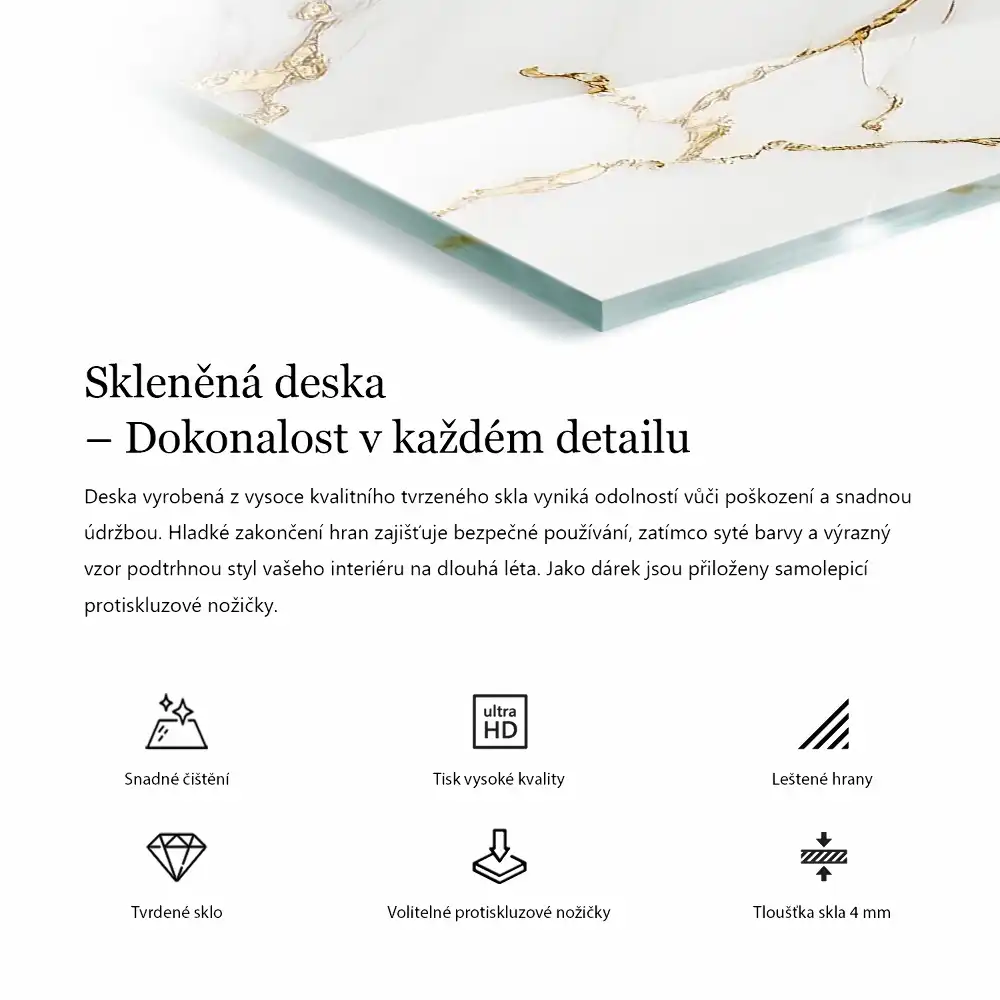 Blat de masă din sticlă cu aspect de beton și fisuri