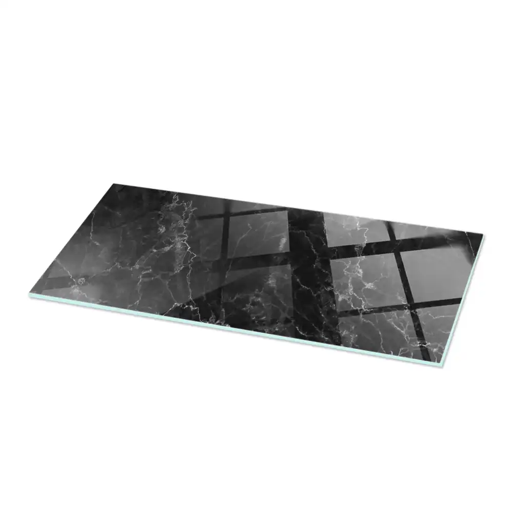 Blat de masă rectangular din sticlă cu design de marmură cu vinișoare delicate