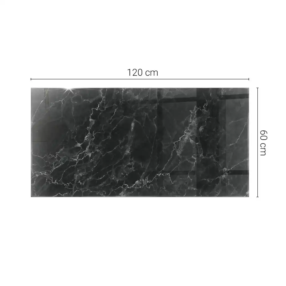 Blat de masă rectangular din sticlă cu design de marmură cu vinișoare delicate