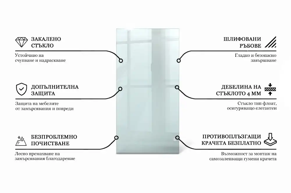 Blat de masă dreptunghiular transparent pentru bucătărie