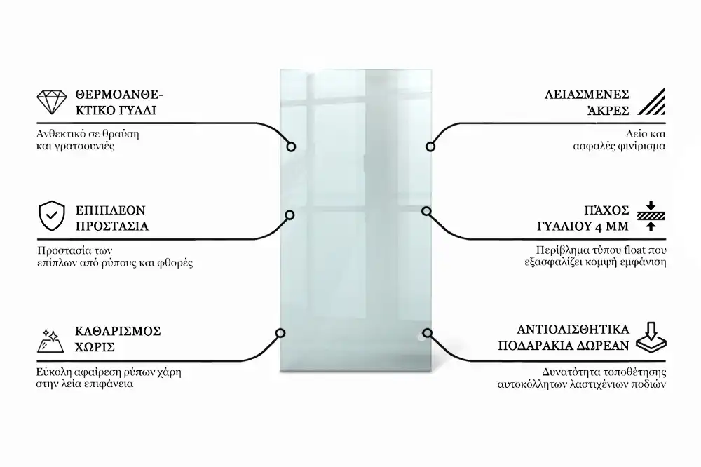 Blat de masă dreptunghiular transparent pentru bucătărie