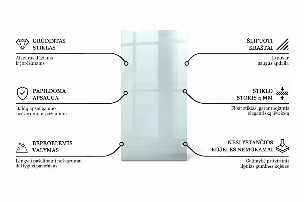 Blat de masă dreptunghiular transparent pentru bucătărie