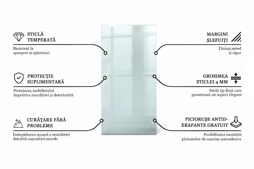 Blat de masă dreptunghiular transparent pentru bucătărie