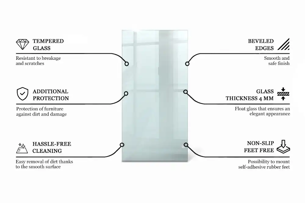 Blat de masă dreptunghiular transparent pentru bucătărie