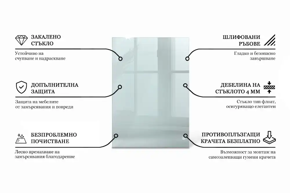 Blat de masă dreptunghiular transparent pentru bucătărie