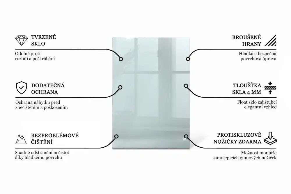 Blat de masă dreptunghiular transparent pentru bucătărie