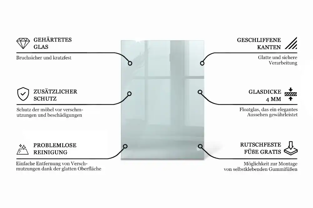 Blat de masă dreptunghiular transparent pentru bucătărie