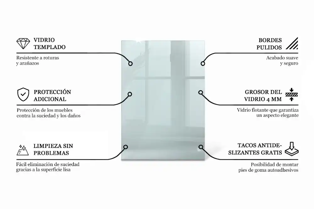 Blat de masă dreptunghiular transparent pentru bucătărie