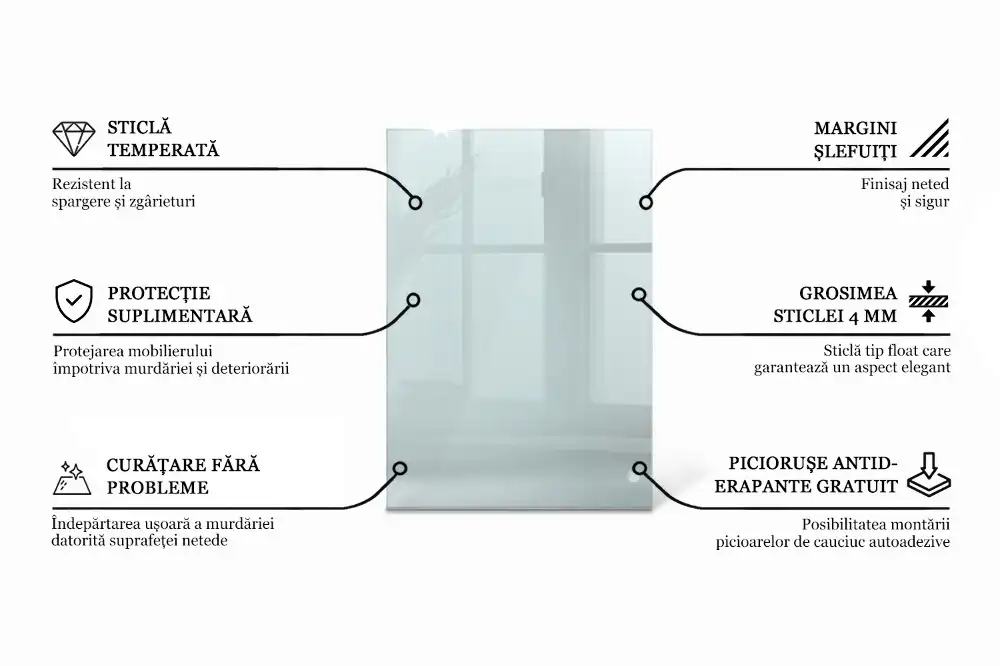 Blat de masă dreptunghiular transparent pentru bucătărie