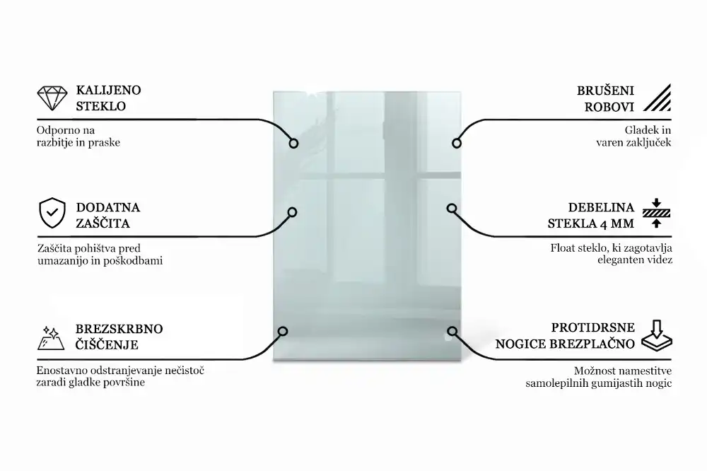 Blat de masă dreptunghiular transparent pentru bucătărie