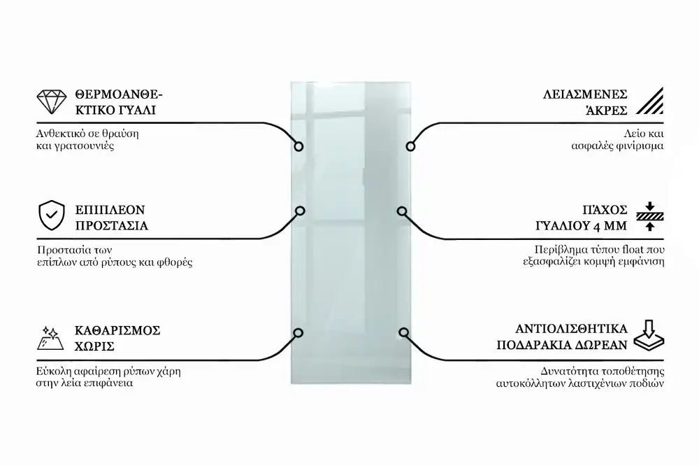 Blat de masă dreptunghiular transparent pentru bucătărie