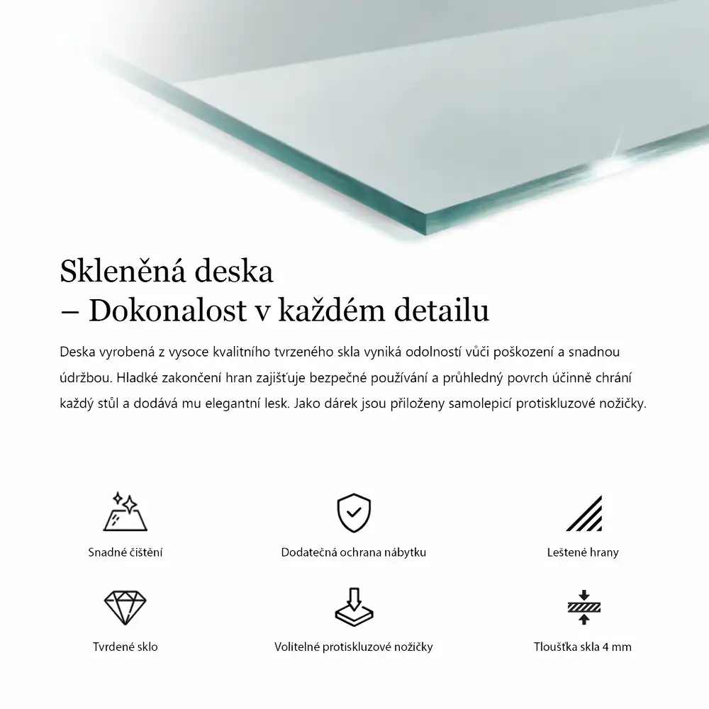 Blat de masă dreptunghiular transparent pentru bucătărie