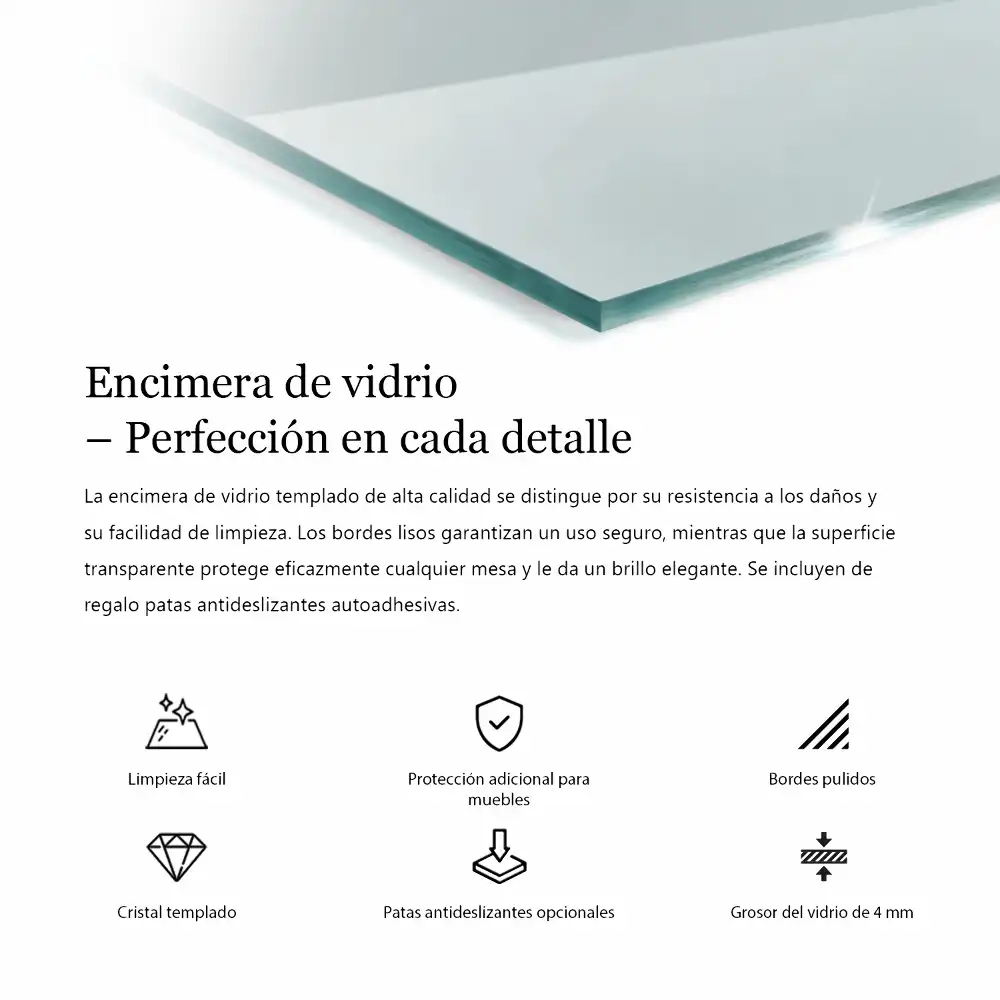 Blat de masă dreptunghiular transparent pentru bucătărie