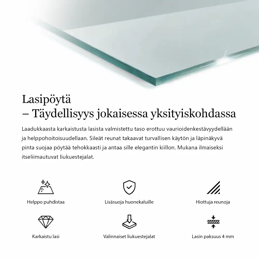 Blat de masă dreptunghiular transparent pentru bucătărie