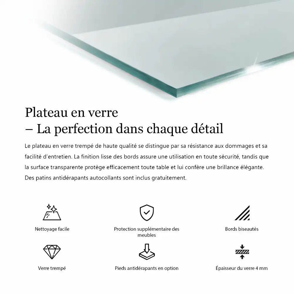 Blat de masă dreptunghiular transparent pentru bucătărie