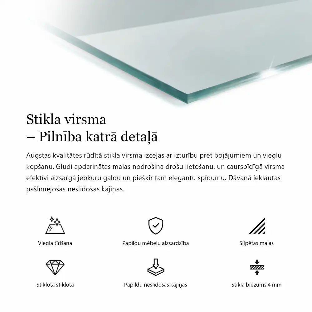Blat de masă dreptunghiular transparent pentru bucătărie