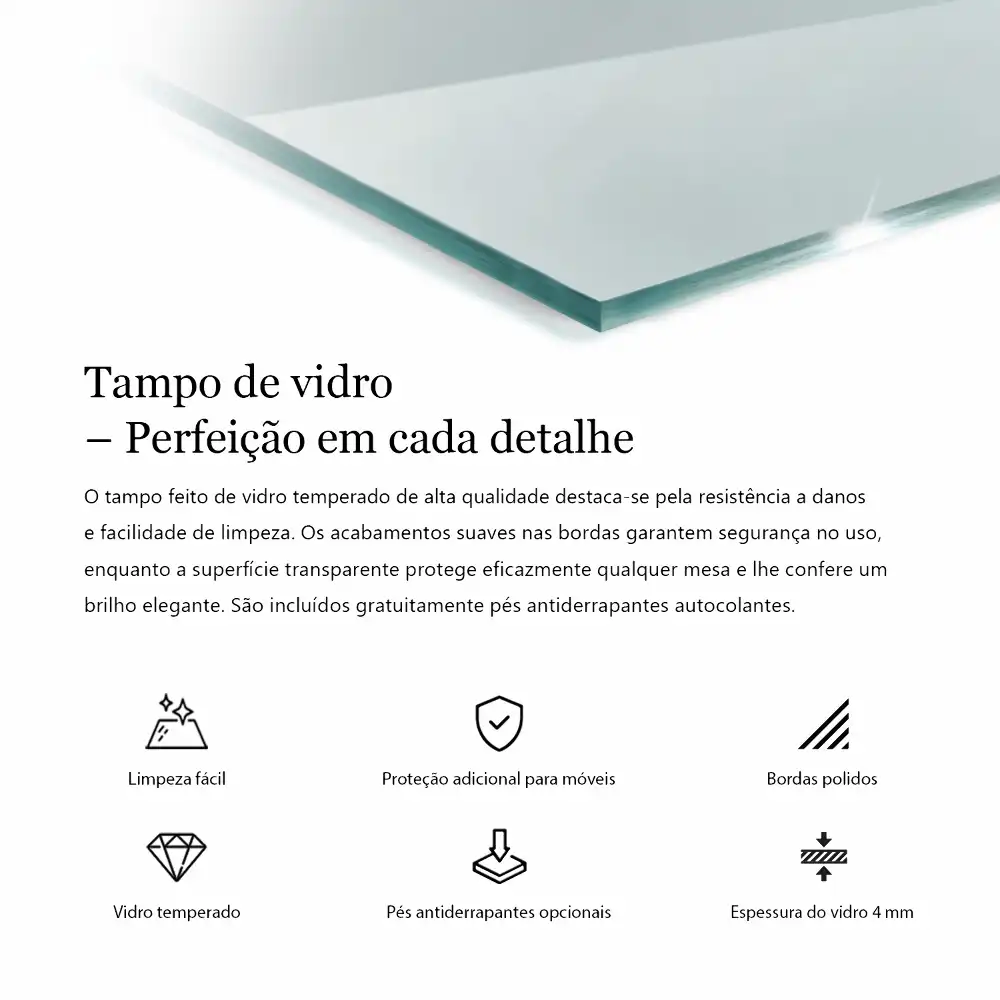 Blat de masă dreptunghiular transparent pentru bucătărie