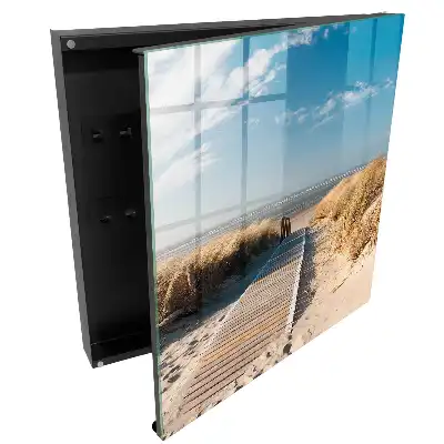 Casetă pentru chei cu peisaj de plajă cu dune și iarbă