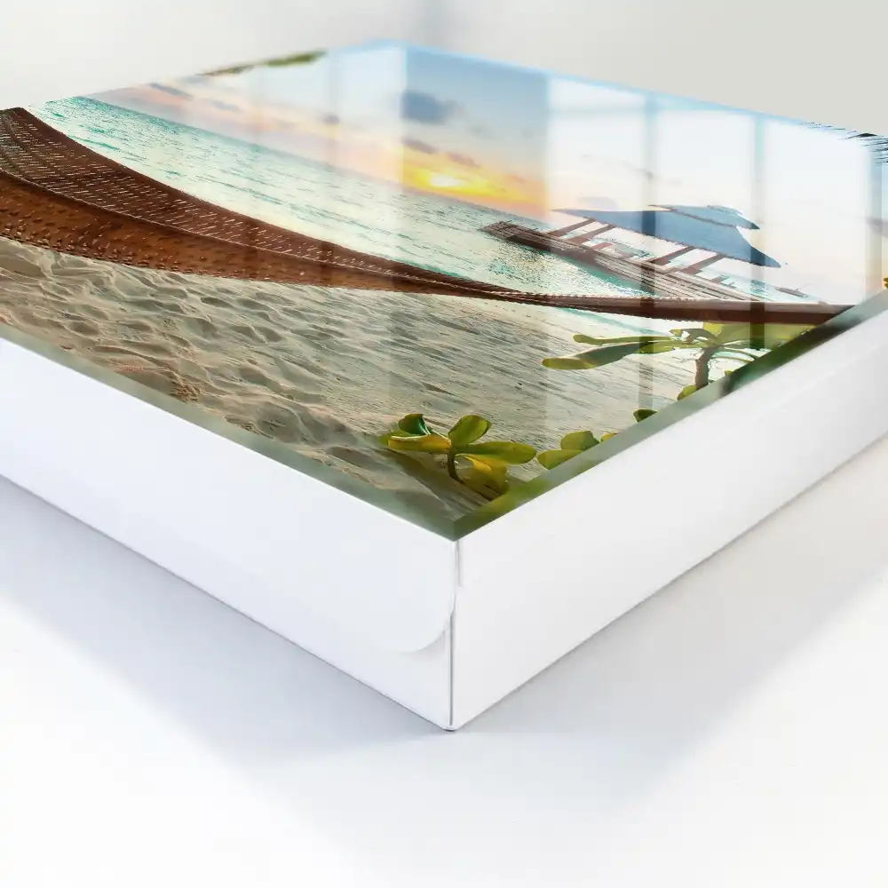 Dulapior pentru chei cu design de plajă tropicală și apus cu foișor