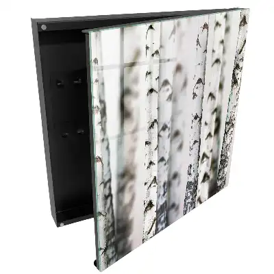Casetă pentru chei cu design din trunchi de mesteacăn alb pentru un fundal elegant