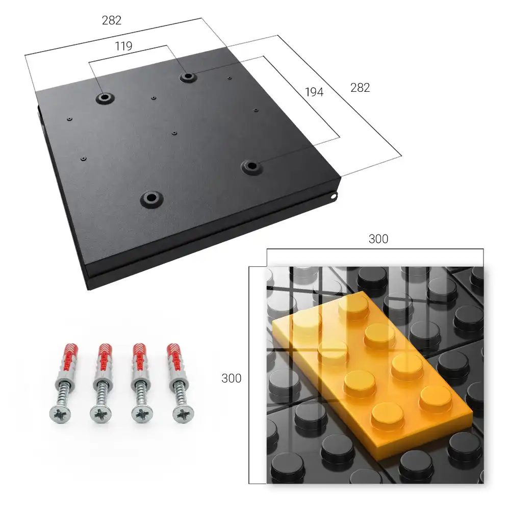 design cu bloc galben pe fundal cu elemente negre
