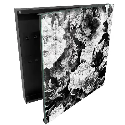 Casetă pentru chei cu model floral alb-negru