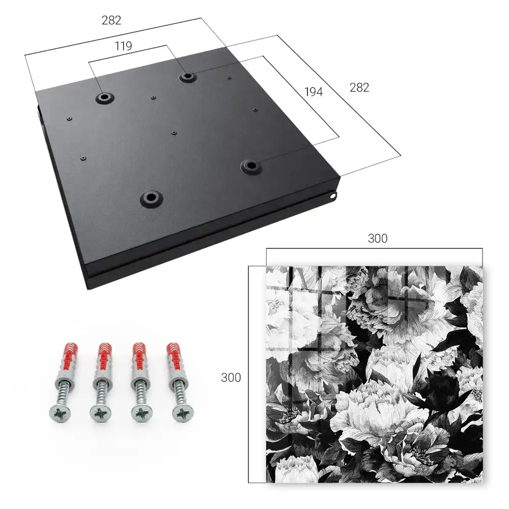 Casetă pentru chei cu model floral alb-negru