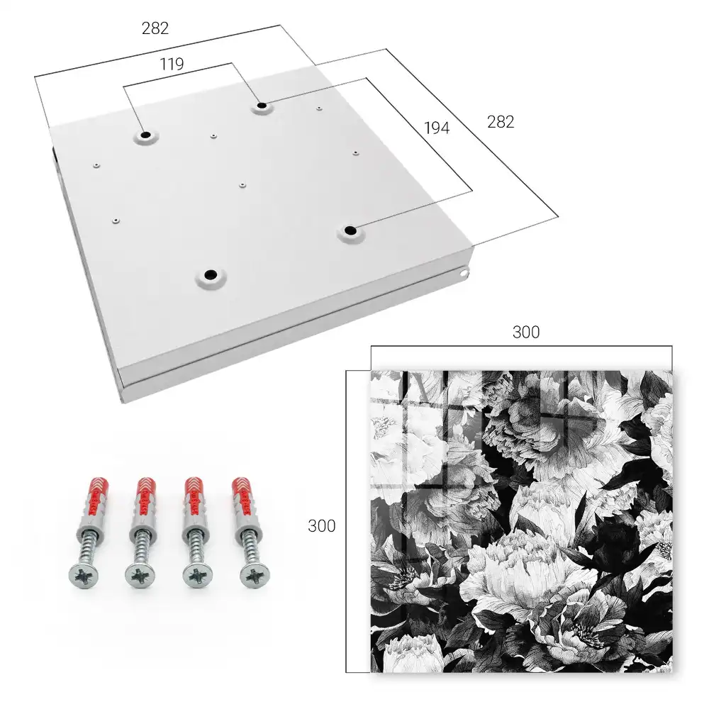Casetă pentru chei cu model floral alb-negru