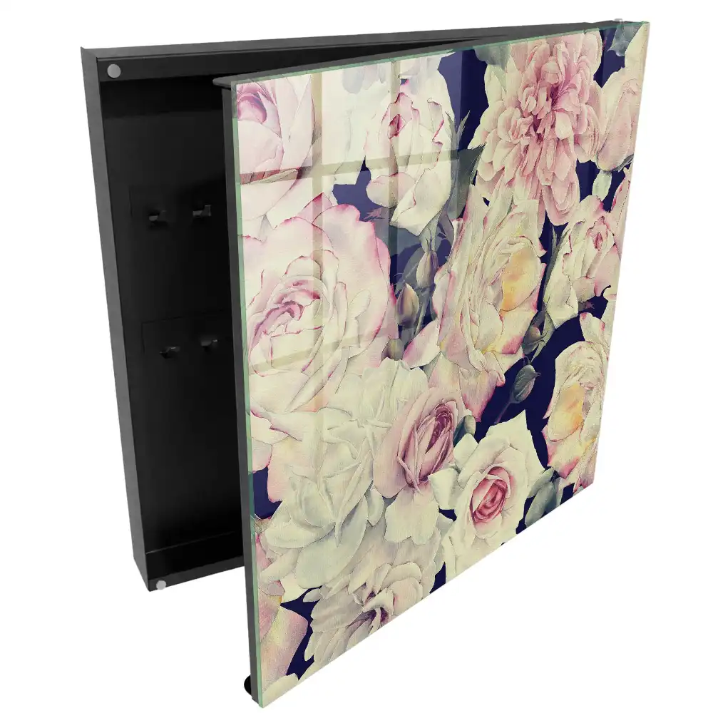 Casetă pentru chei cu motive florale delicate și design romantic