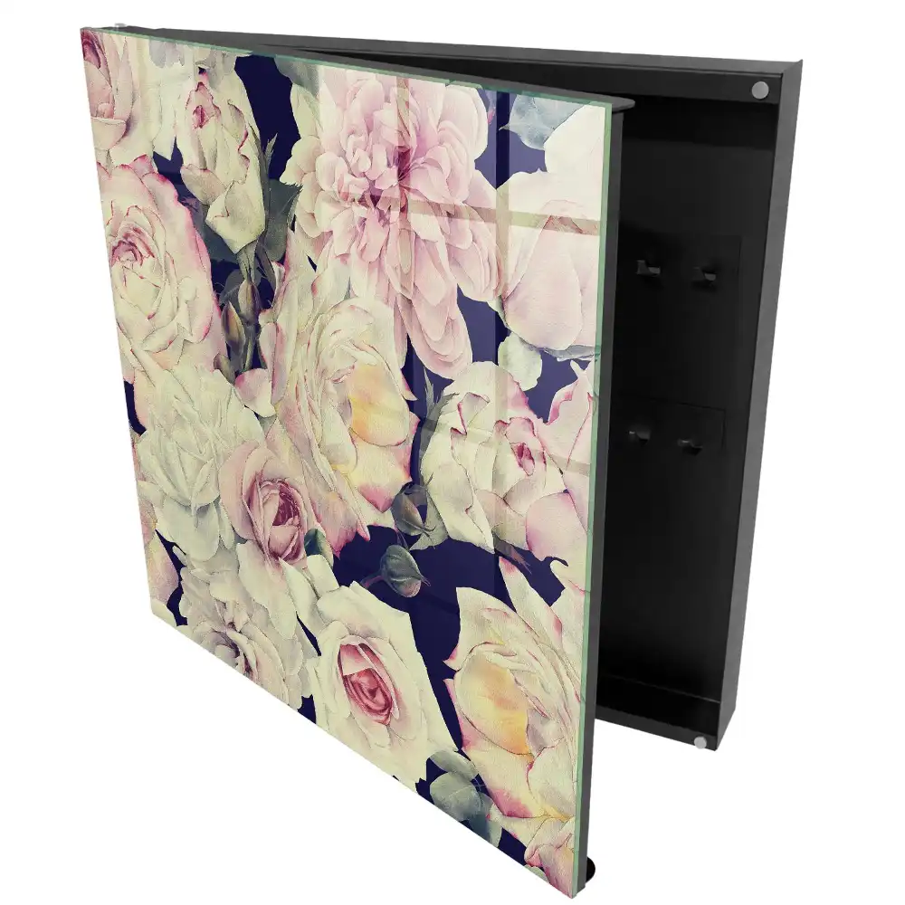 Casetă pentru chei cu motive florale delicate și design romantic