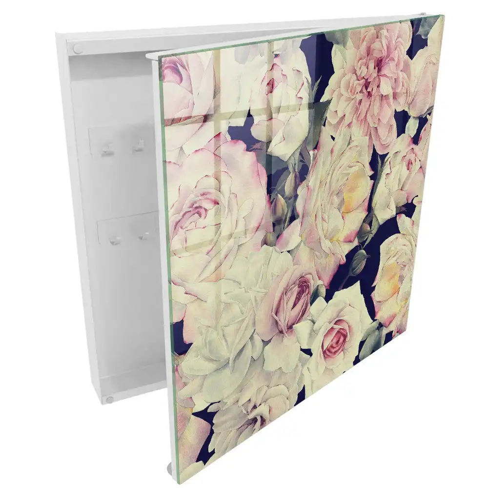 Casetă pentru chei cu motive florale delicate și design romantic