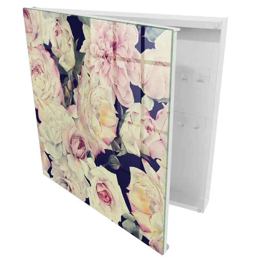 Casetă pentru chei cu motive florale delicate și design romantic