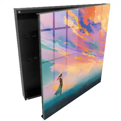 Suport de chei pentru perete cu model decorativ colorat