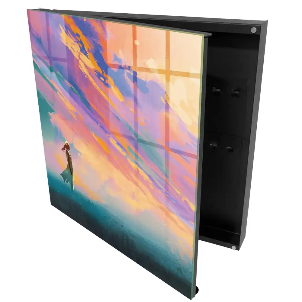Suport de chei pentru perete cu model decorativ colorat