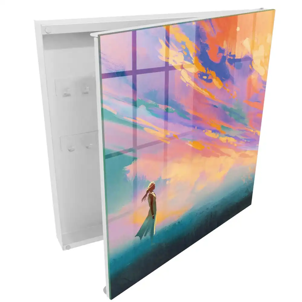 Suport de chei pentru perete cu model decorativ colorat